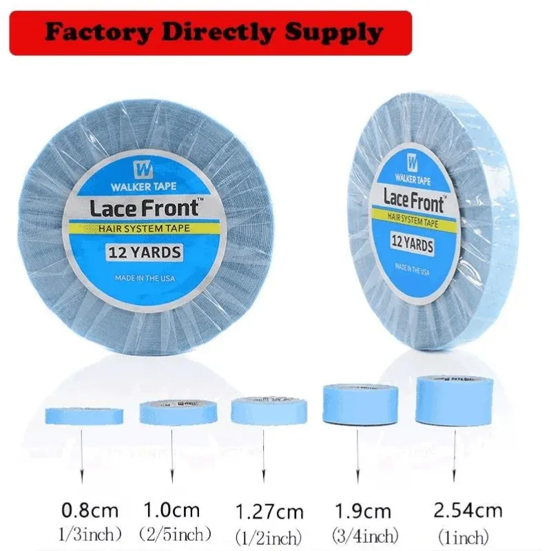 3yards 12yards 36yards Blue Strong Lace Front Support Walker Tape For Wig Toupee Double Sided Waterproof Adhesive Wig Tape