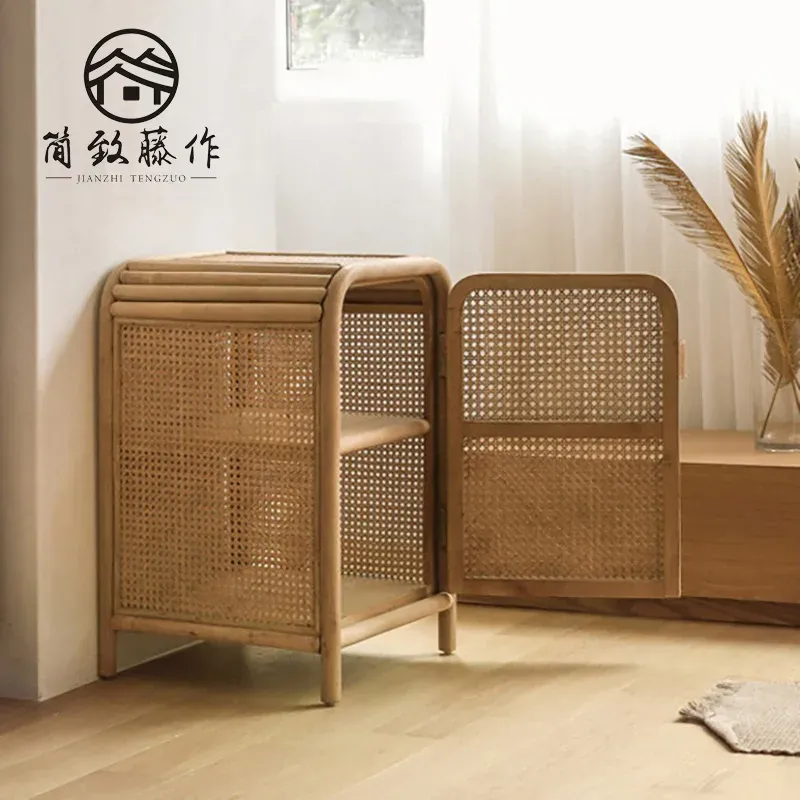 YY Real Rattan Locker Bed & Breakfast Bedroom Single Door Sofa Small Side Cabinet