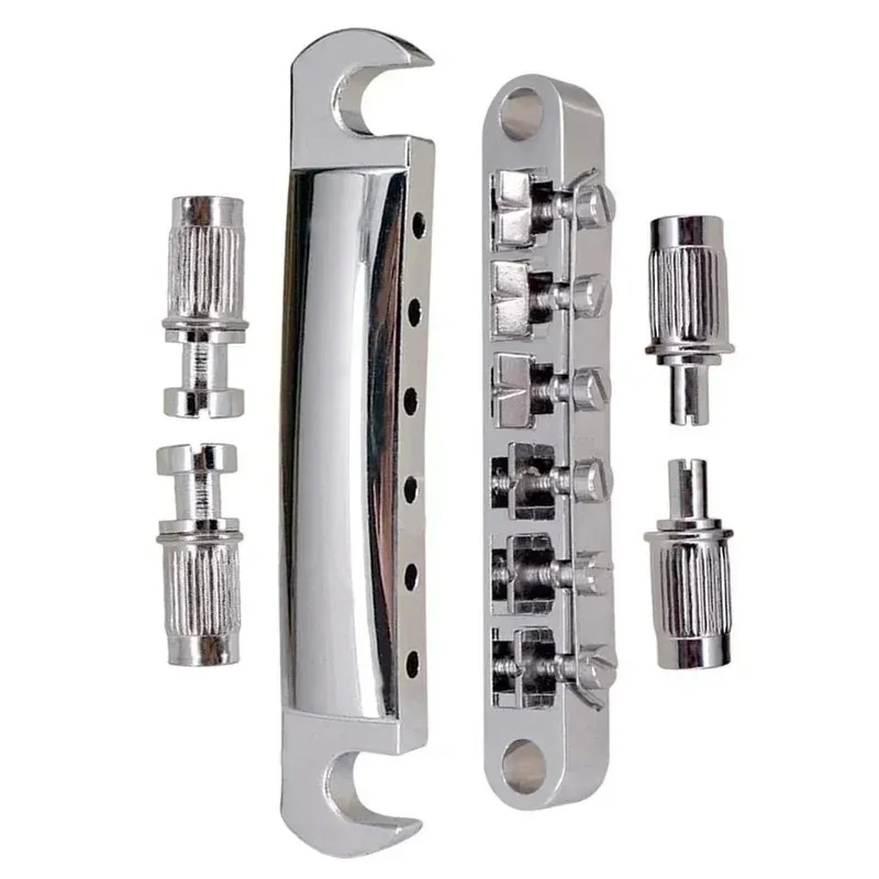 2024 1 Conjunto de 6 Strings Guitar Tune O Matic Bridge and Tailpiece com postes para LP Bass Guitar Guitarra.para guitarra elétrica LP