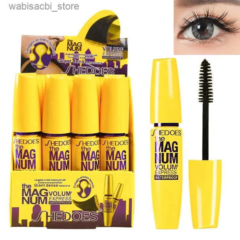 Mascara 12pcs Shedoesブラックボリュームと長さの天然液体ラッシュエクステンションフルファンエフェクトL49のために長持ちするカーリングとボリューム