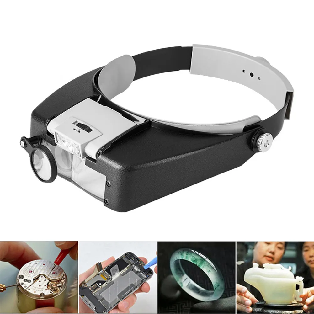 LED Light Magnifying Glasses Hands Free Illuminated Magnifier 1.5x 3x 8 ...