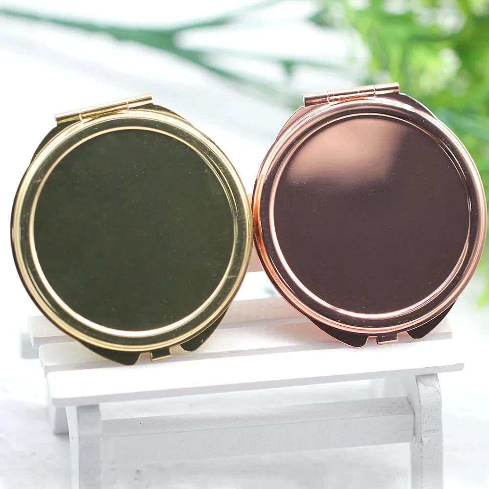 5pcs 50 mm Silvergoldrose Gold Blank Compact Mirror Round Metal Make Up Pocket for DIY Women Girl Farty Gift 240409