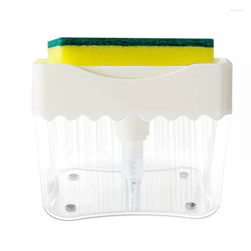 Suporte de esponja de sabão líquido com bomba de mão empurra e esfoliação pesada para banheiro da cozinha no banheiro