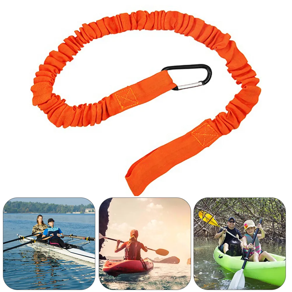 Elastische kajak paddle riem verstelbare veilige haak visserijgereedschap stangpaal opgerolde lanyard snoer stropdas boot touw roeibootaccessoires