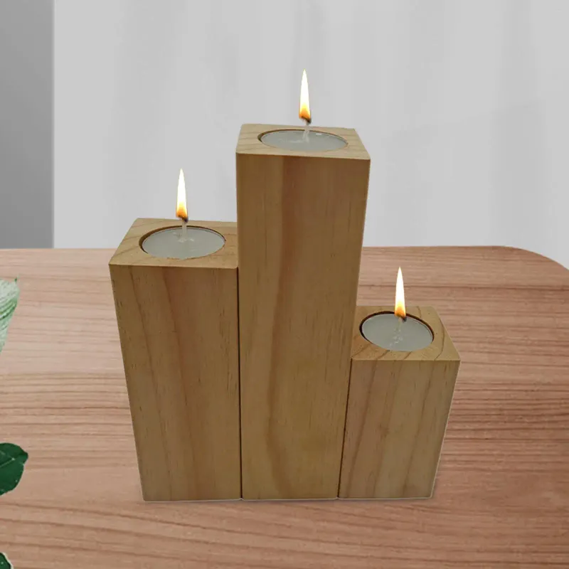 Candle Holders Wooden Base Durable Modern Practical Candlestick Retro For Bathroom Dining Room Celebration Desk Farmhouse