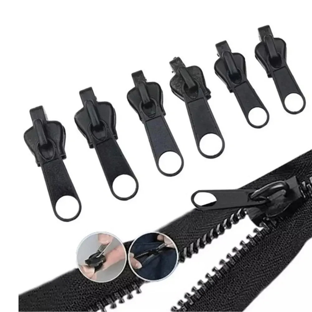 6pcs 3 tailles Sliant à fermeture éclair instantané Universel Easy Repair Kit Kit de remplacement Matériau Couture à couture pour vêtements pour vêtements