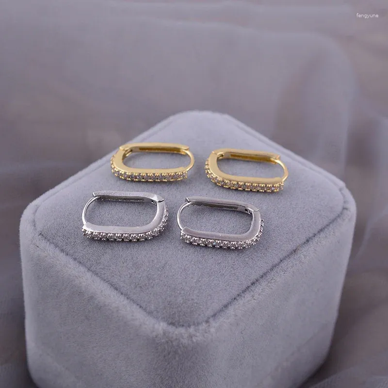 Boucles d'oreilles cerceaux 925 Boucle d'oreille carrée zircon plaquée en argent pour les femmes bijoux bijoux accessoires de fête brillants eh130