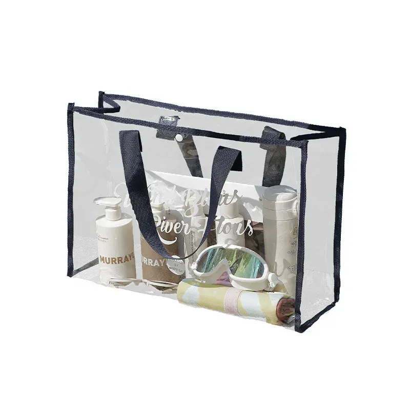 Bolso de natación de gran capacidad transparente Visible Handheld Storage Bag espesada Bolsa de lavado a prueba de agua Bolsa de playa portátil