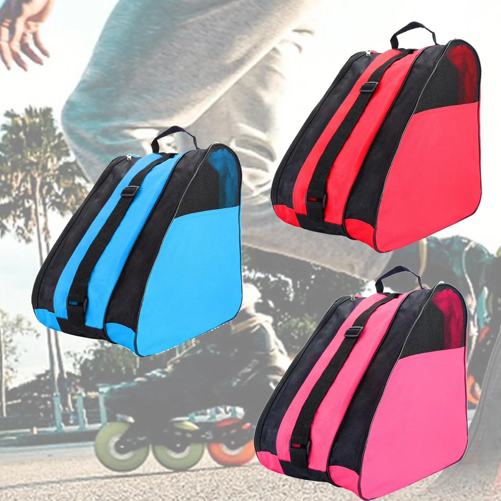 Large Inline Skates Backpack Roller Skates Carry Shoulder Bag, Skates Carry Storage Bags, Helmet, Protective Gear Carrier Bag