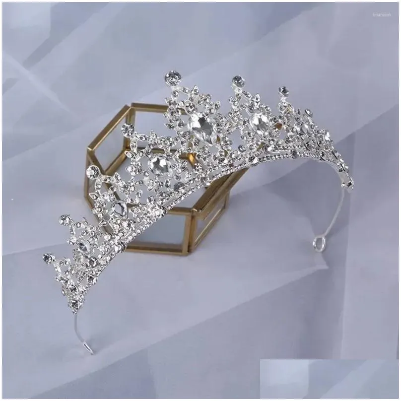 Clips de cabello Barrettes Rhiny Dinestone Luxury Crown Dadandas para mujeres novias tiaras y tocados con elegantes joyas versátiles H3H3 DR OTDGA