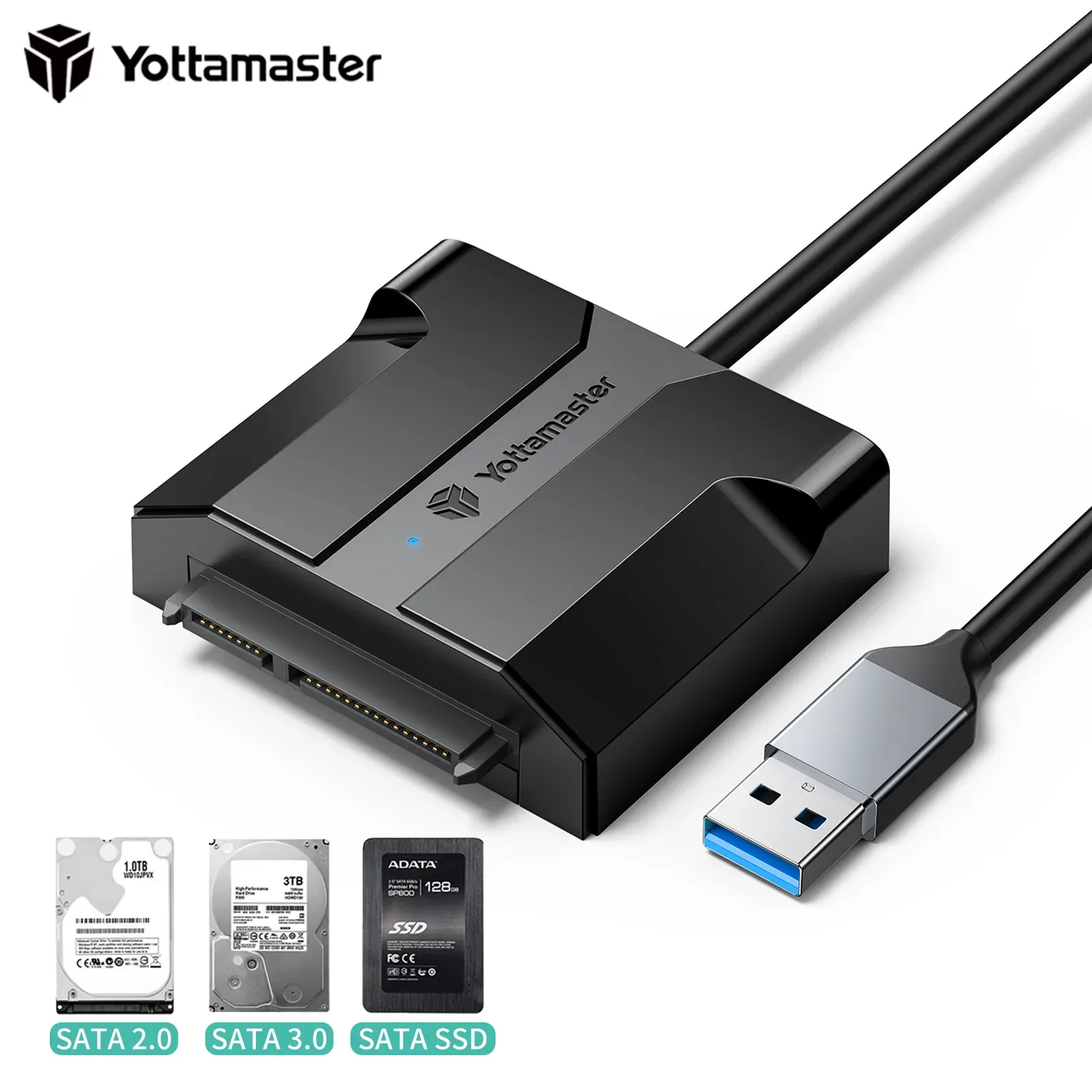 Kapsling Yottamaster SATA till USB -adapterkabel USB 3.0 SATAIII Hårddisk för 2,5/3,5 tum SSD HDD 12V/2A Power Adapter