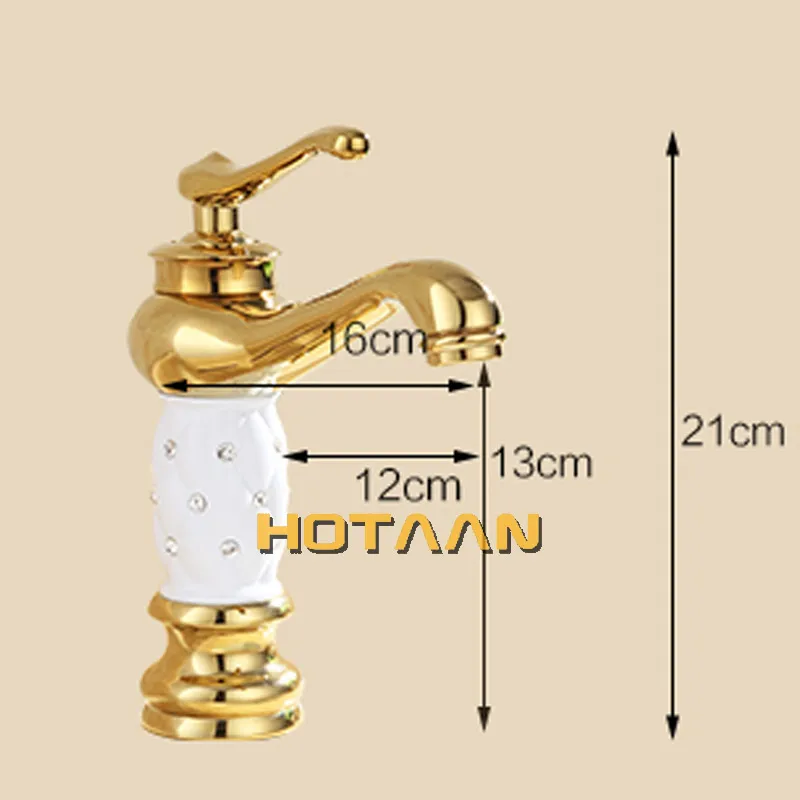 Hotaan Basin Faucet Water Taps Brass Bathroom Sink Faucet Solid White Cold and Hot Water Single Handle Water Sink Tap Mixer