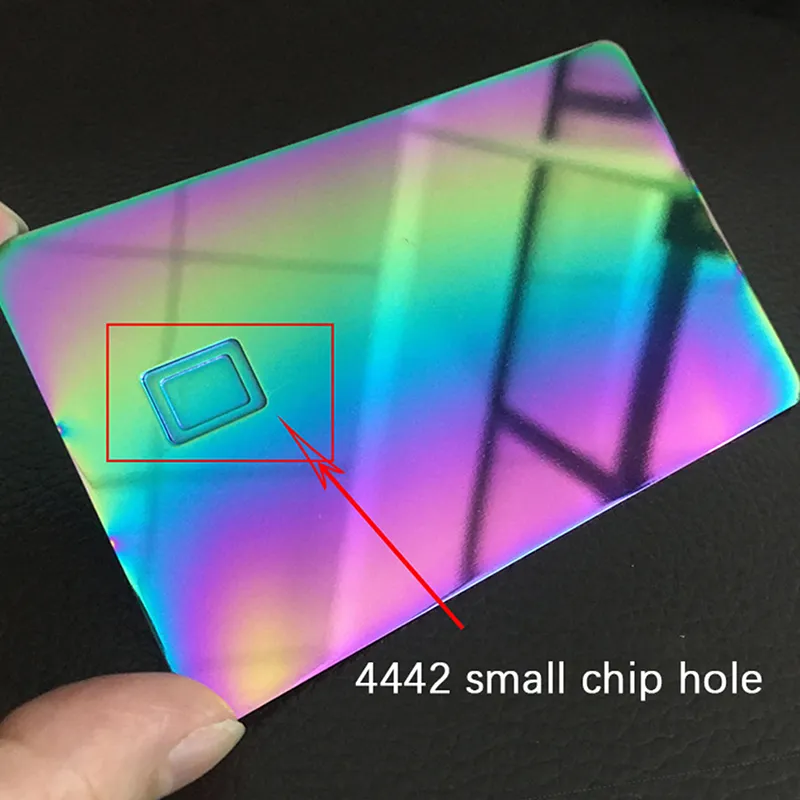 Carte de crédit réfléchissante miroir de 0,8 mm avec fente de puce et carte-cadeau Polited Bar Metal Adhiced