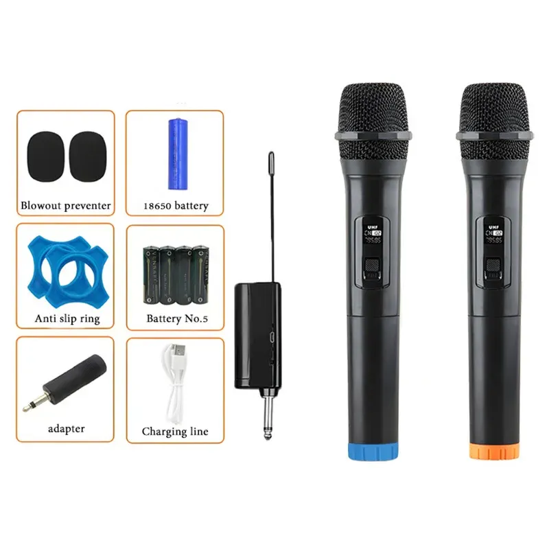 Microphones vsegment FixedFrequency Handheld Microphone Wireless Mic Receiver 2つのホームカラオケアウトドアオーディオKTVシンキ