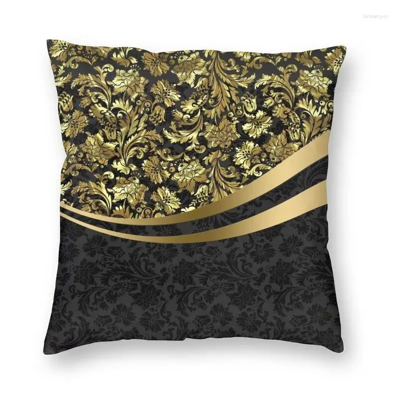 Cuscino damasks floreali neri e oro copri 40x40 cm decorazioni per la casa geometrica geometrica cazzo di lancio per soggiorno