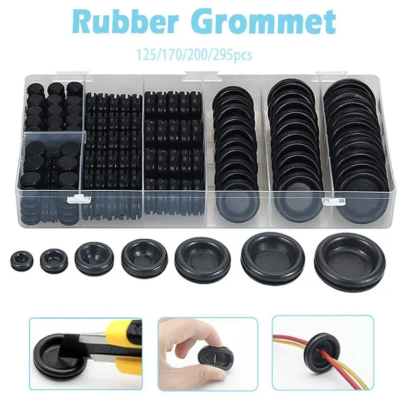 Rubber Grommets Assortment Kit, Ring Gasket Firewall Hole Plug Set for Wiring, Electrical, Appliance, Plumbing - 125/170/200/295 Pieces Rubber Grommets Assortment Kit, Ring Gasket Firewall Hole Plug Set for Wiring, Electrical, Appliance, Plumbing - 125/170/200/295 Pieces