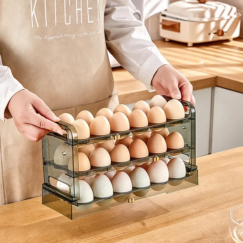 Porte-œuf pour réfrigérateur, détachable Organisateur de stockage d'oeufs détachables, porte-œufs de porte le côté réfrigérateur avec minuterie