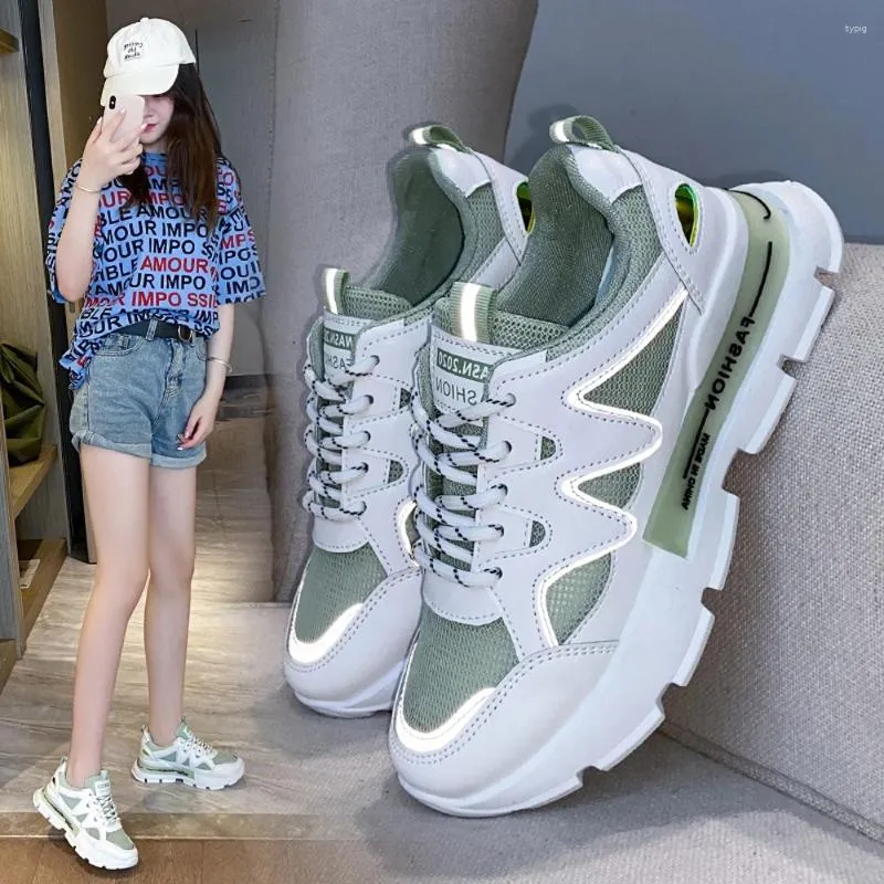 Fitness Shoes Foot's Platform Sneakers 2024 Fashion Women Mesh Breathable Chunky dames Trainers Footwear Vulcanized