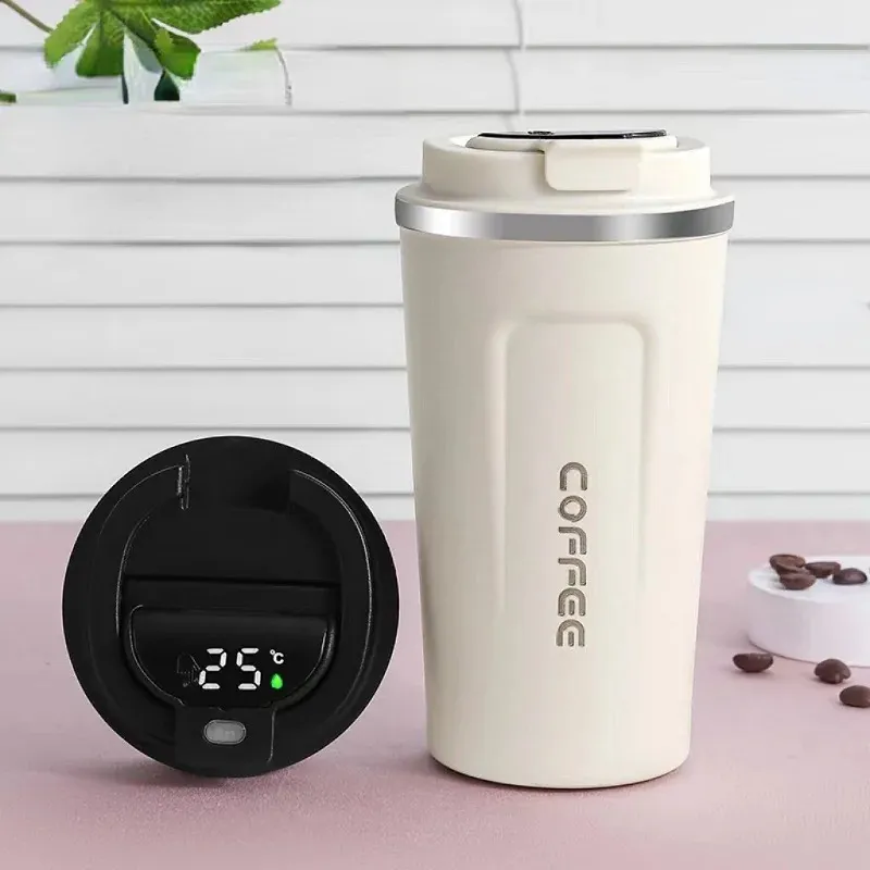 Rostfritt stål kaffemugg smart led temperatur display 380/510 ml termos cafe cup läcksäker isolerad te vattenflaska travel rostfritt stål termos