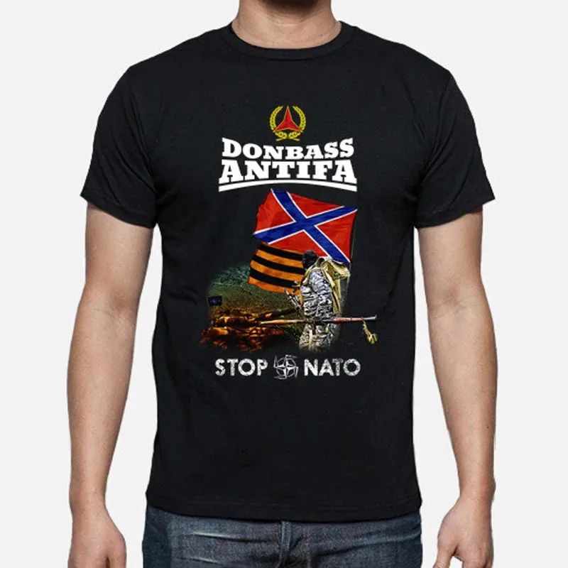 Donbas Antifa Stop NATO TSHIRT Summer bawełniany krótki rękaw One Męs