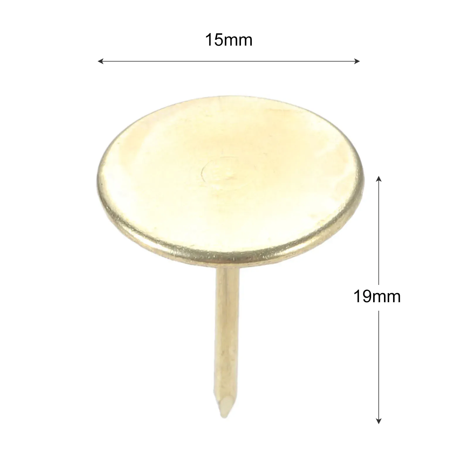 50pcs室内装飾用ネイルフラットラウンドヘッドメタルプッシュピンアンティークブロンズ/ゴールド15mmx19mmビンテージタックスタッドジュエリーボックスソファ装飾