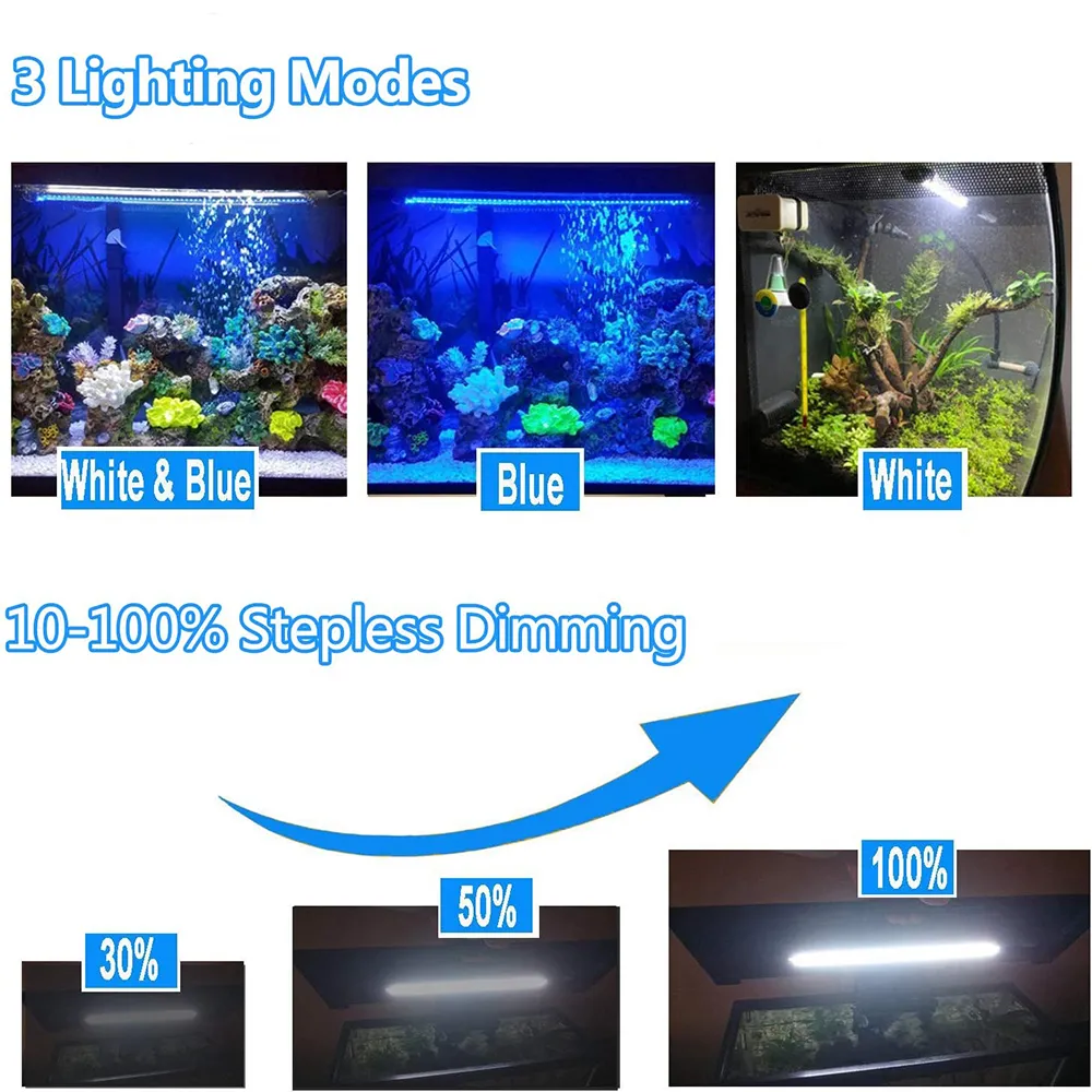 2024Submersible Aquarium Light, Dimmable LED Fish Tank Light with Timer ...