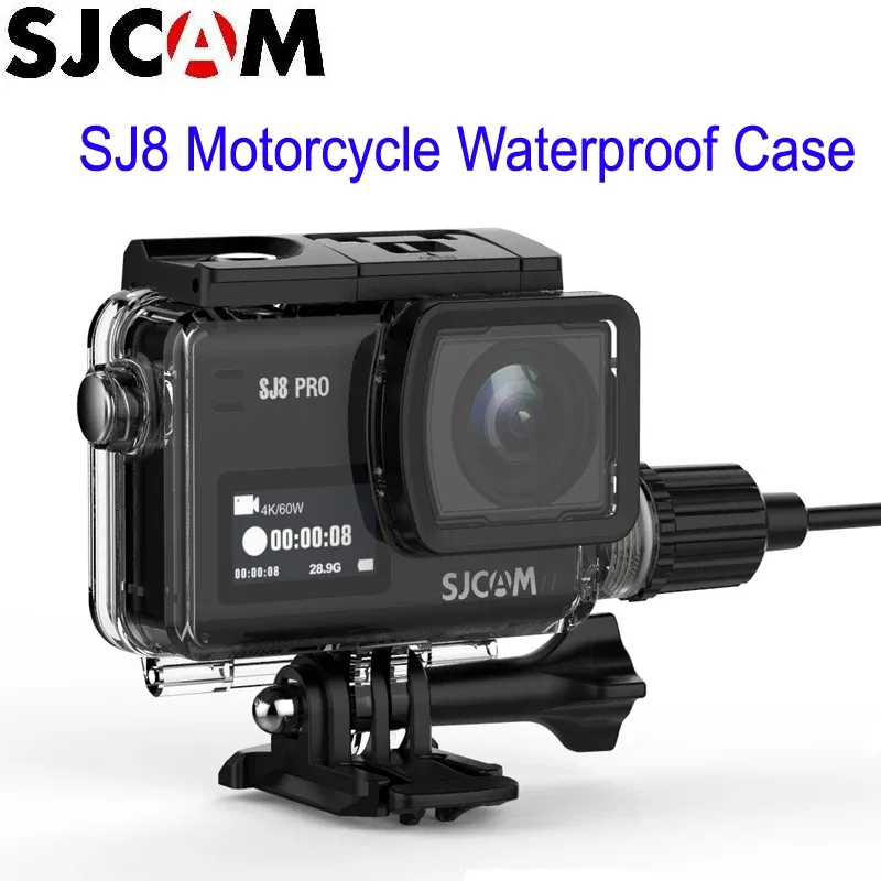 Kameror SJCAM SJ8 Series Motorcykel Vattentät fall med USBC -kabel för SJ8 Pro SJ8 Plus SJ8 Air 4K Action Camera -tillbehör