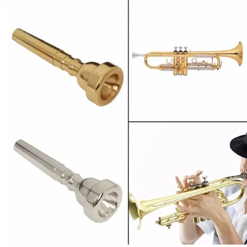 2024 Utmärkt professionell 3C/5C/7C Storlek Mega Rich Tone Bullet Form Trumpet Munnstycke Guld Silver Copper Alloy - För 3C/5C/7C trumpet