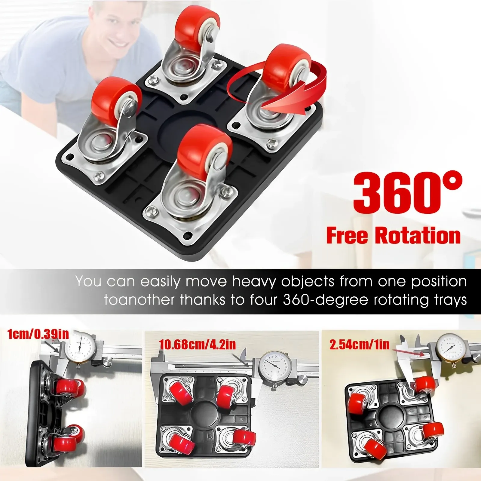 5 Pcs Furniture Moving Transport Roller Set Removal Lifting Moving Tool Set Wheel Bar Mover moving Heavy Stuffs Device Hand Tool