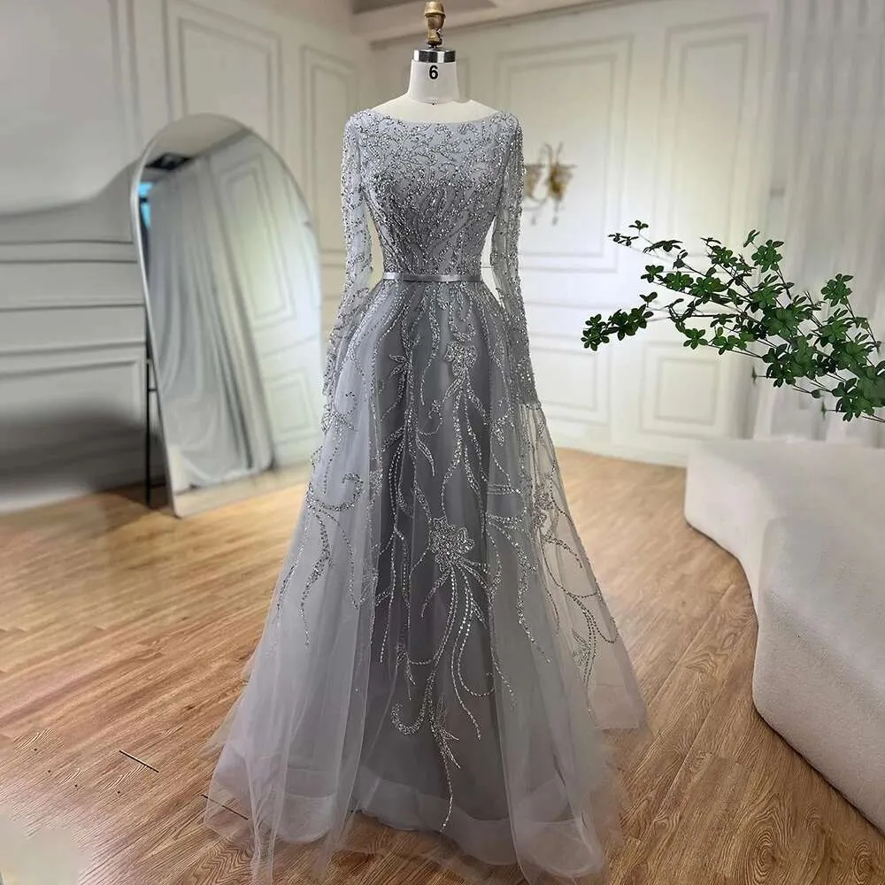 gray long sleeve evening dress Plus Size Floor Length Formal Evening Gown for Mother of Bride Glitter Long Sleeves V-Neck Prom Dress for Women Grey 12 at Amazon Women's Clothing store