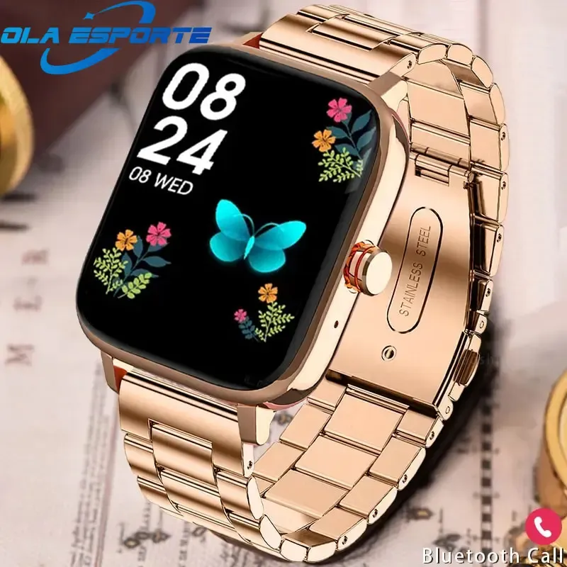 Womens Smart Watch, Mens Custom Dial Gold Smartwatch, Bluetooth