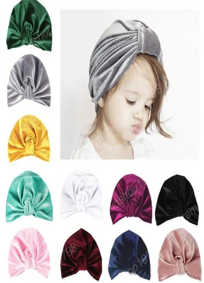 Xmas barn faller vinter hattar hela indianer muslimska baby beanie hattar sammet flickor knut hatt kepsar spädbarn turban barn acce9689384