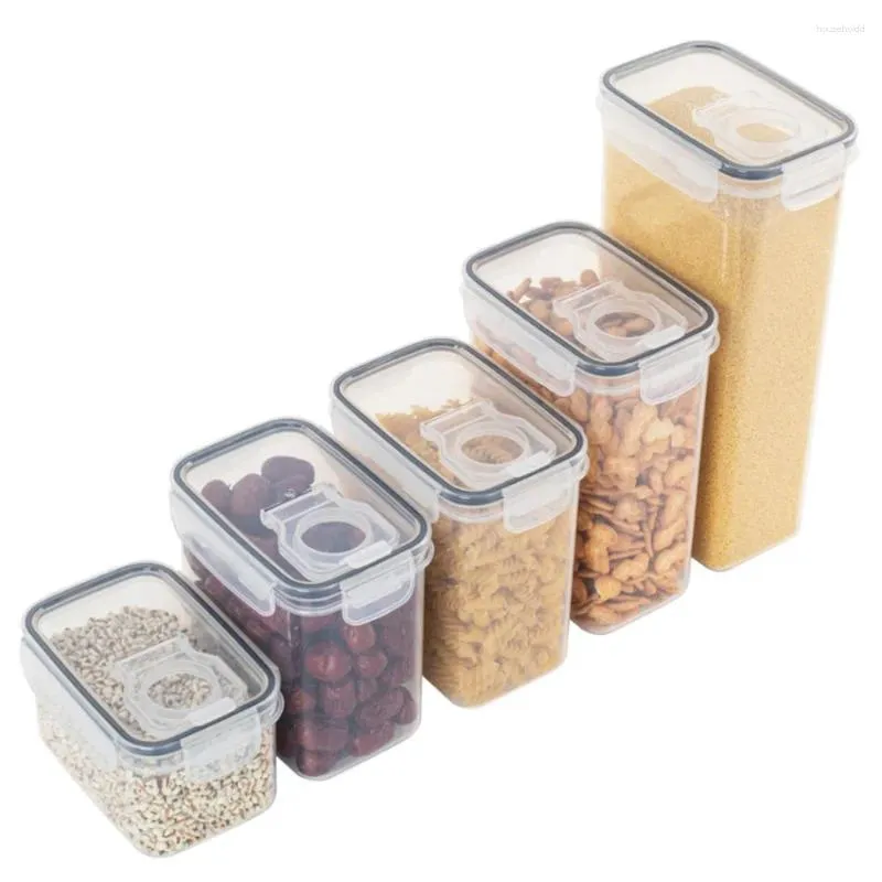 Storage Bottles Transparent Food Box Containers Pantry Jar Cereal Grain Dispenser Rice Bucket Kitchen Organizer