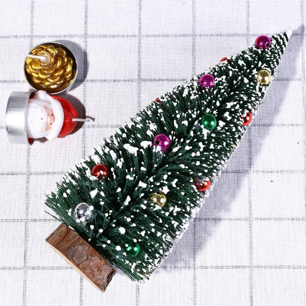 15 cm julgran trä mini tall träd diy hantverk hem bord färgglada boll Xmas träd 2024 nyårsdekorationer navidad