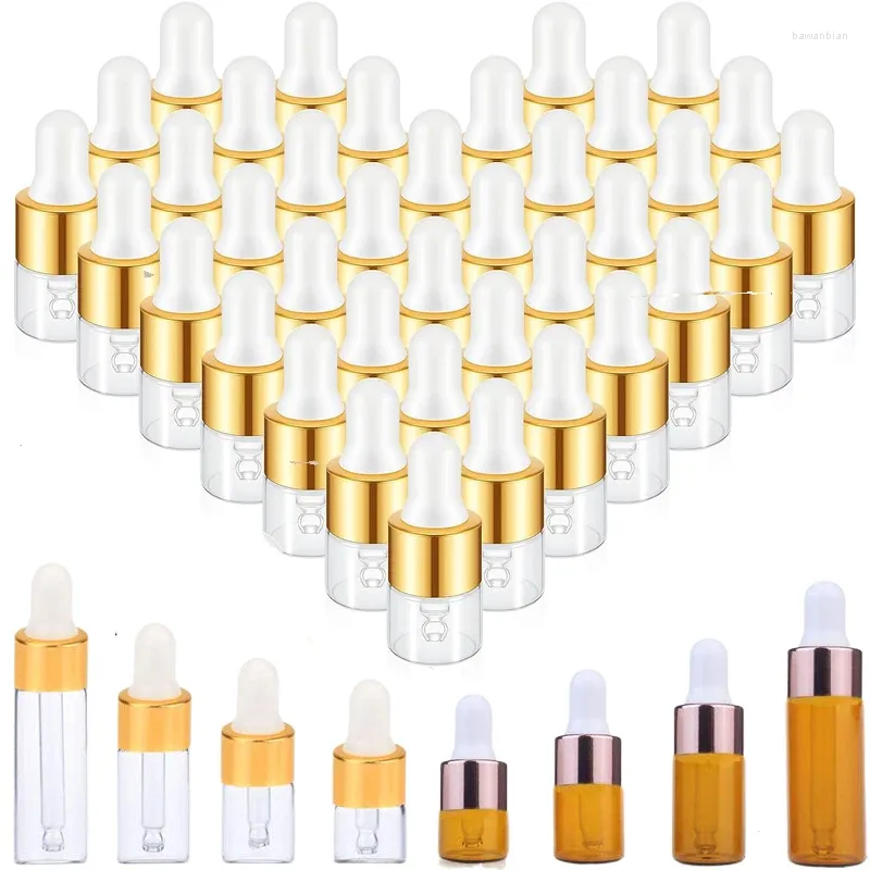 Butelki do przechowywania 5PCS 1 ml/2 ml/3 ml/5 ml puste szklane szklane mini oleje eteryczne Folie Butelka do próbki perfum kosmetycznych Podróżowanie