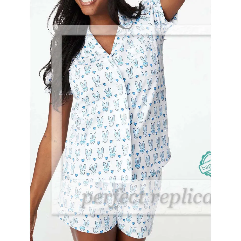 Roller konijn dames schattig roller konijn pyjama's y2k aap geprefabriceerd printing 2-delige pyjama set korte mouw shirt pj shorts set casual slijtage 532