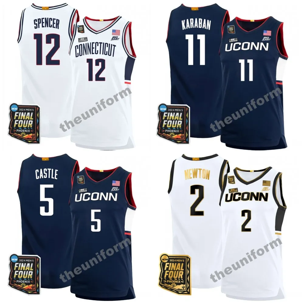 2024 Uconn Huskies Jerseys ed Stephon Castle Men's Final Four Cam Spencer Solomon Ball Jaylin Stewart Jayden Ross Youssouf Singare