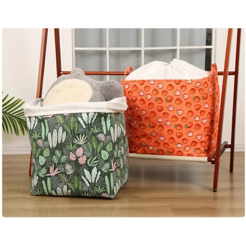 New Print Laundry Basket Portable Foldable Home Laundry Storage Bag Cotton Linen Hamper for Kids Toys Dirty Clothes Basket