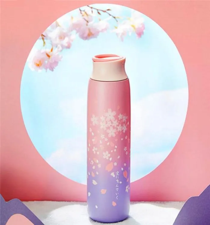 S Style Spot 304 Diğer Spor Malzemeleri Japon Kiraz Çiçeği Paslanmaz Çelik Bayanlar Taşınabilir El Termos Cup9717496