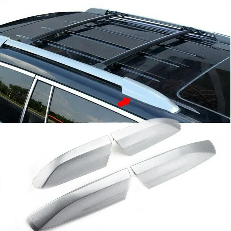 4 Pack Silver Roof Rack Rail End Cover Caps for Toyota Highlander 2008 2024 Durable ABS Car Rail End Caps Replacement