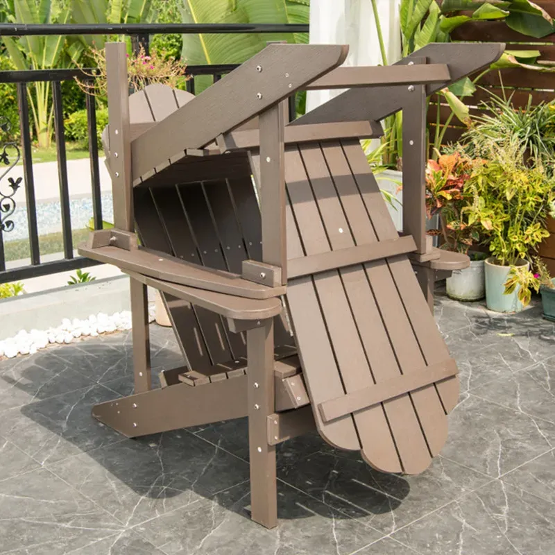 patio set 3 pcs Plastic wooden blacony chair and table garden furniture set folding chair for indoor outdoor leisure lounger