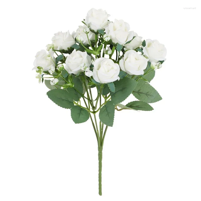 Fleurs décoratives 10 tête Fleur artificielle Silk Rose Bouquet haut de gamme Roses de la Saint-Valentin Mariage de mariage Décor de fête de Noël faux