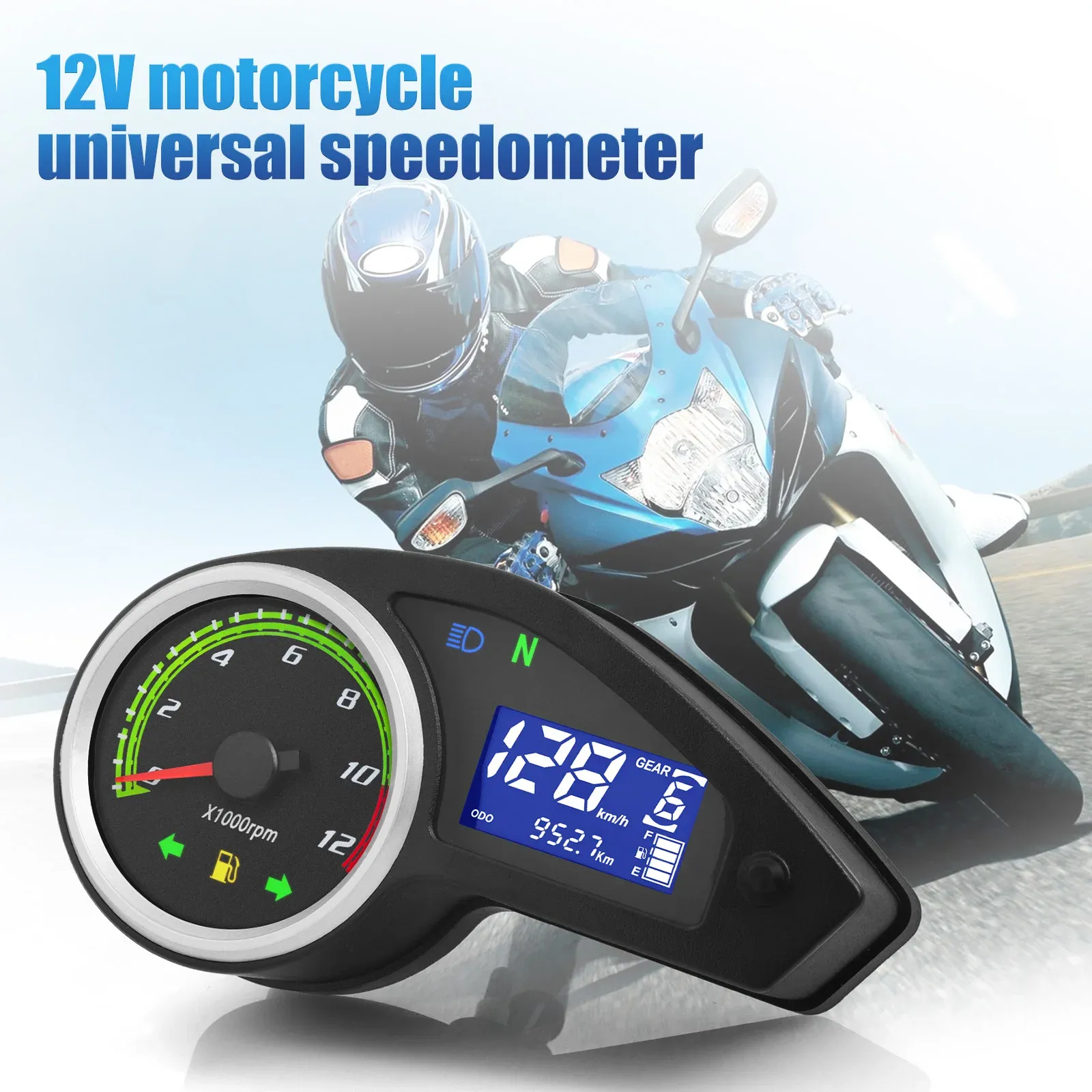 Universal Motorradmesser Tachometer Tachometer LCD Digital Instrument Kilometerzähler für alle 12 -V -Motorräder Tacho
