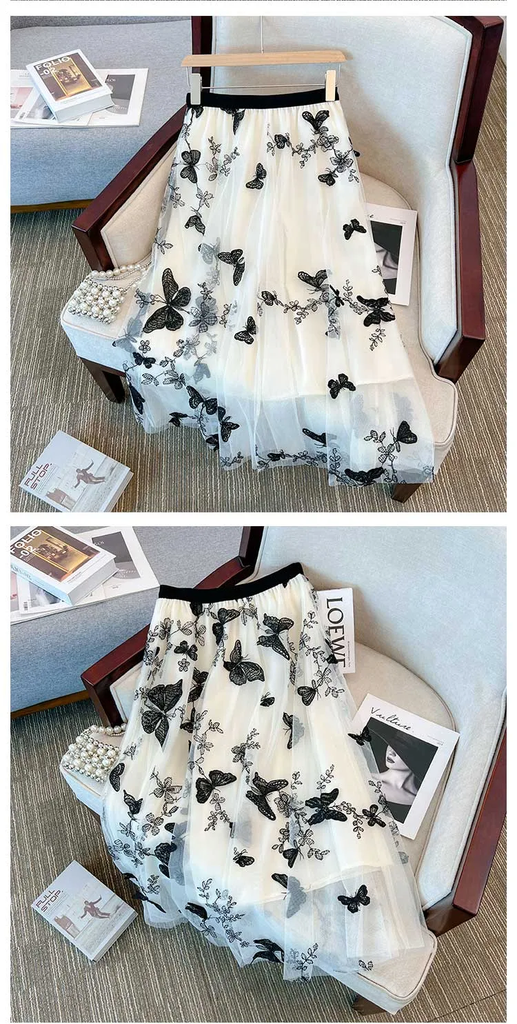 idem イデムvolume tulle butterfly dot skirt volume tulle butterfly dot skirt – idem