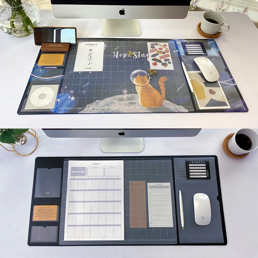 Rests Desk Mat with Perpetual Calendar Large Waterproof Desktop Desk Mat Office Computer Desk Mat