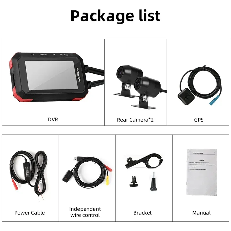 Jansite Motorcykel DVR 1080P IPS Screen Registrar GPS Parkeringsövervakning G-sensor Vattentät motorkamera Dash Cam inbyggd WiFi