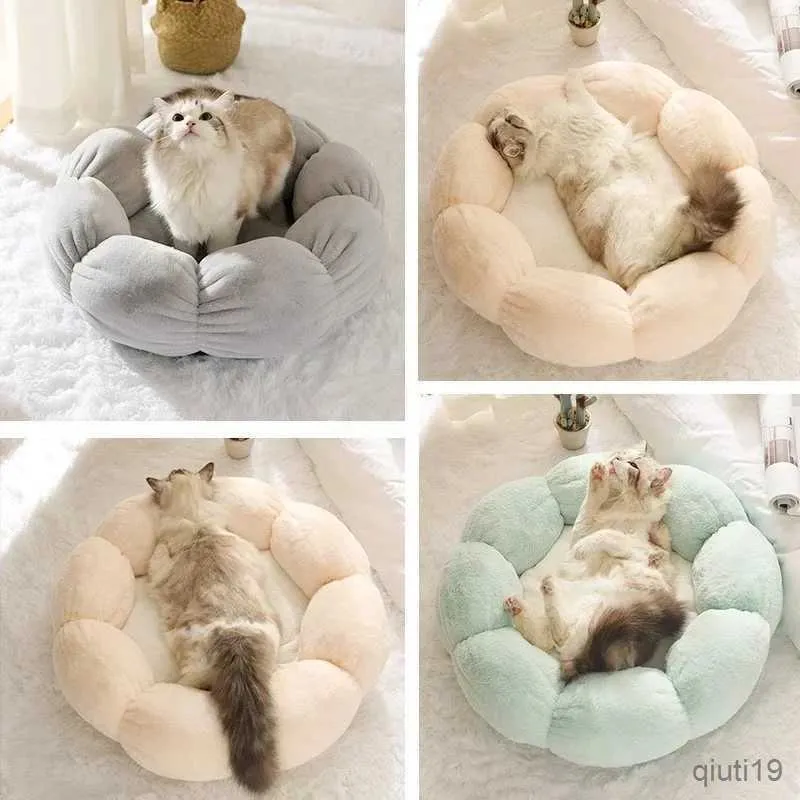 Cat Beds Furniture Super Soft Cat Bed Washable Flower Cushion Self-Warming Sleeping Cushion Mat for Cat Four Season Universal Pet Bed Mascotas