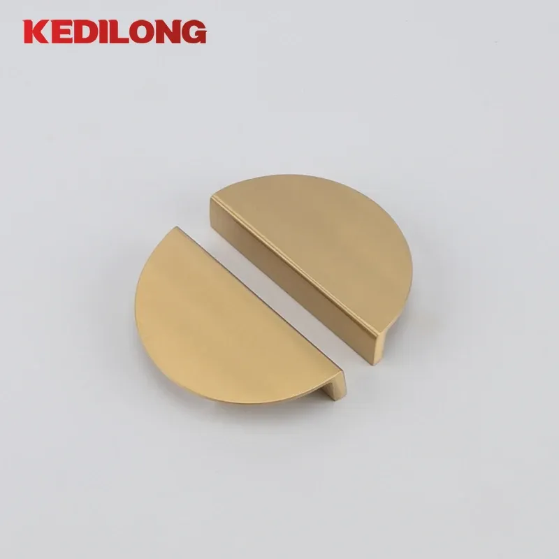 semicircle brass solid luxury flat handle kitchen cabinet gold handle furniture hardware modern simple handle