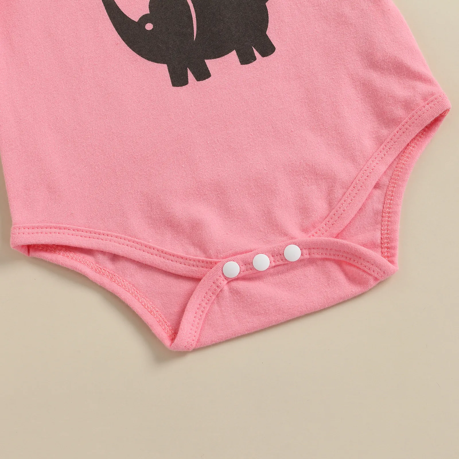 Spädbarnsflickor kostym set, brev elefant rund hals kort ärm romper+ fast färg veckad kjol+ pannband, 0-12 månader