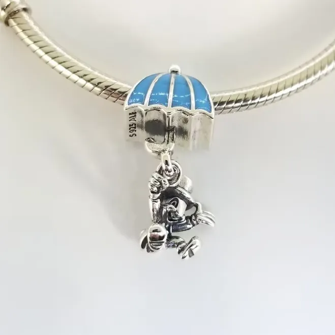 Jiminy Cricket Pendant الأزرق المينا 925 Sterling Silver Silver Beads Beads المجوهرات 797492en41 سحر هدية الموضة